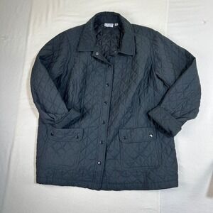 Joan Rivers Quilted Barn Jacket Women's 3X Dark Gray Snap Front Pockets
